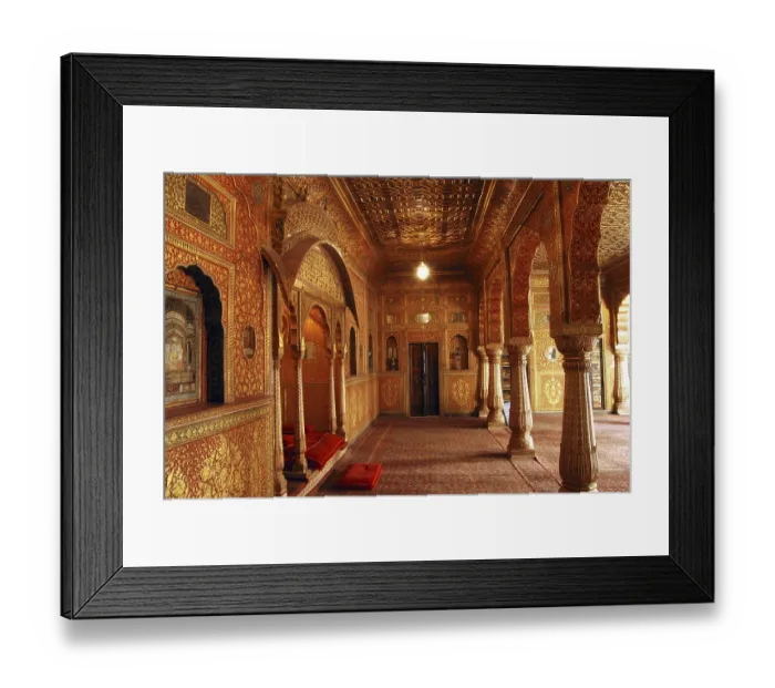 Framed Print : Famous Anup Anoop Mahal with gold work inside Junagarh fort
