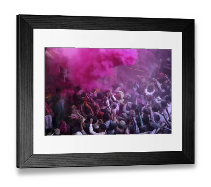 Framed Print : Holi festival at banke bihari temple
