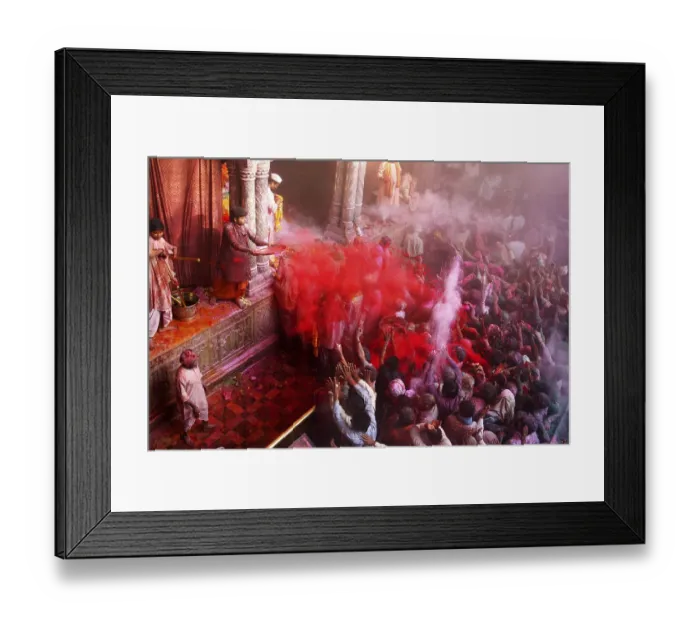 Framed Print : Holi festival at banke bihari temple