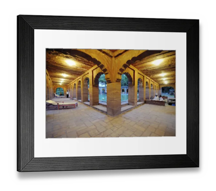 Framed Print : Swimming pool at balsamand lake palace hotel