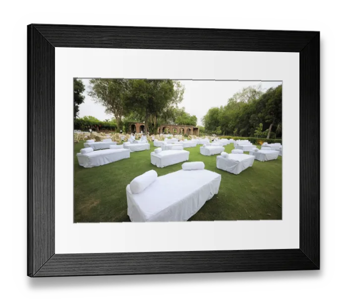 Framed Print : Sitting arrangement in garden at balsamand lake palace hotel Framed Print : Sitting arrangement in garden at balsamand lake palace hotel
