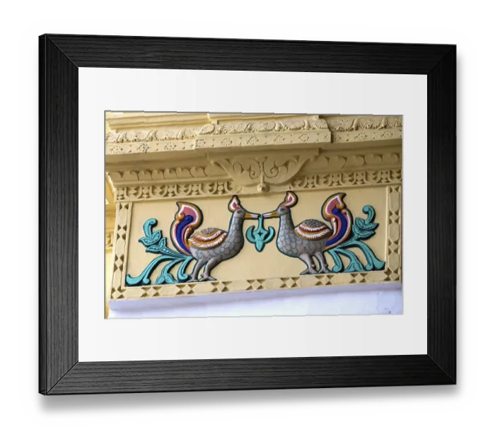 Framed Print : Painted stucco work on wall of thirumalai nayak palace Framed Print : Painted stucco work on wall of thirumalai nayak palace