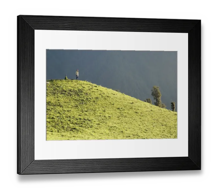 Framed Print : Sunray falling on person standing green meadow