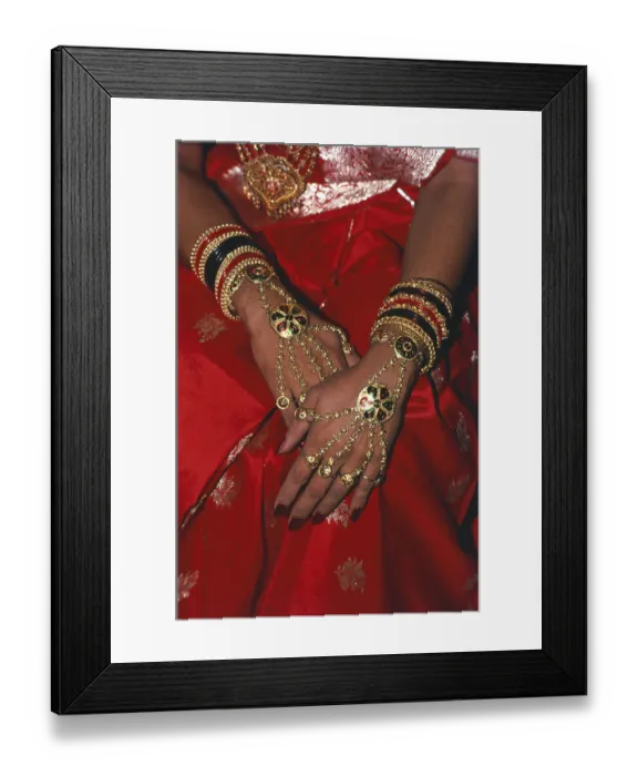 Framed Print : Bride showing jewelleries and ornaments on hands