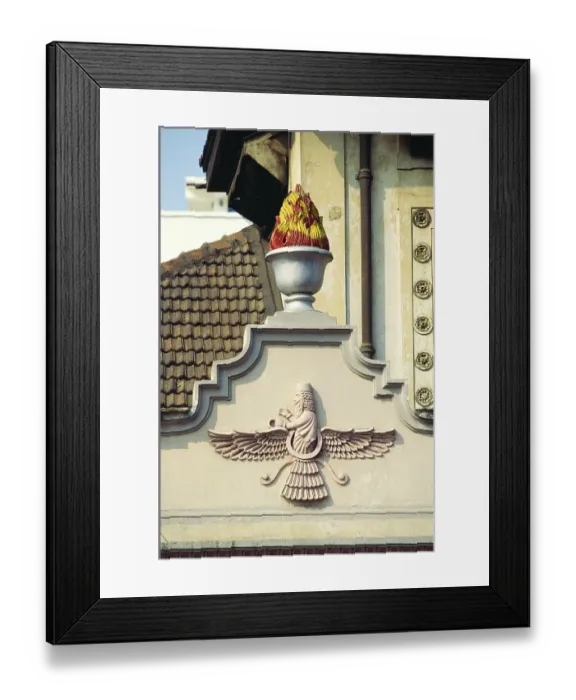 Framed Print : Zoroastrian Parsi symbol on temple