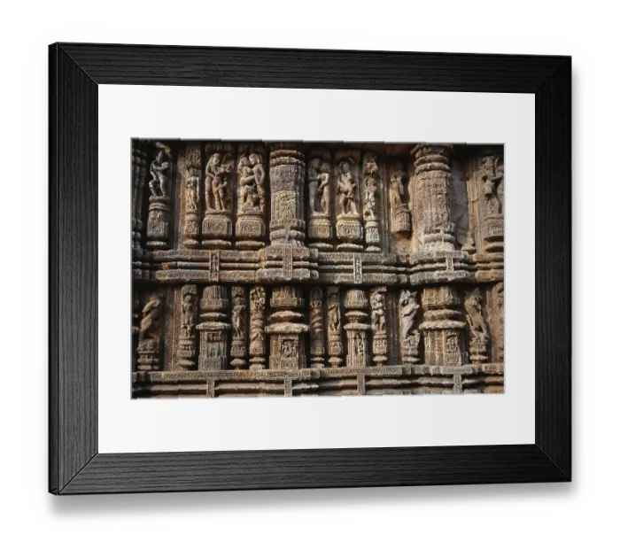 Framed Print : Carved wall of Sun temple, Konarak, Orissa, India