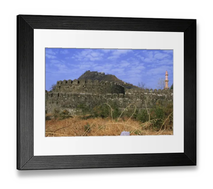 Framed Print : Massive fortification & Chand Minar Framed Print : Massive fortification & Chand Minar