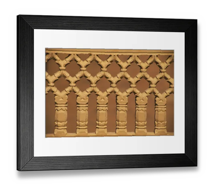 Framed Print : Richly stone carved Jali as Parapet of terrace Framed Print : Richly stone carved Jali as Parapet of terrace