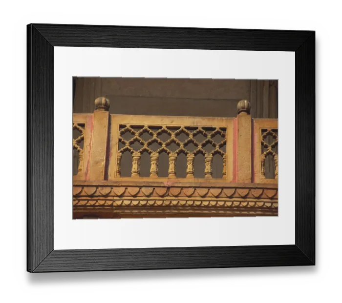 Framed Print : Richly stone carved Jali of Parapet palace