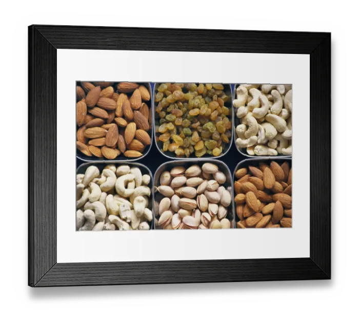 Framed Print : Dry fruits cashew, nuts, almonds