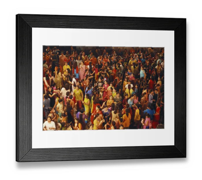 Framed Print : Aerial view of ladies dancing in Navratri dandiyas garba festival