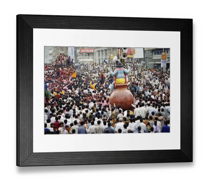 Framed Print : Ganesh ganpati festival, people carrying elephant headed god idol for immersion