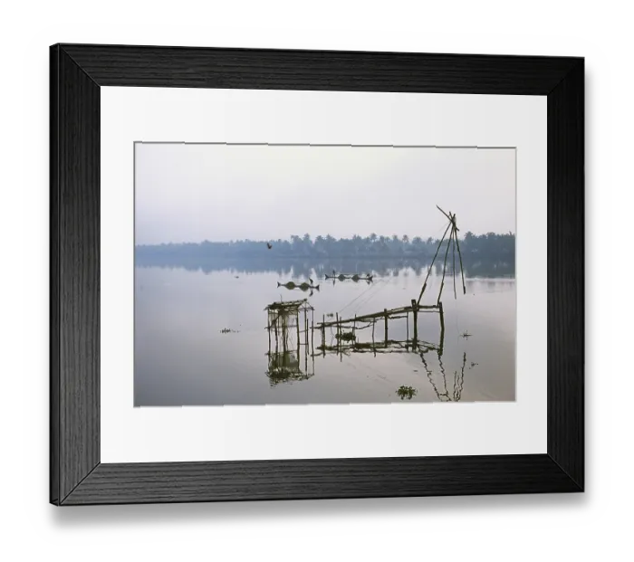 Framed Print : Chinese fishing net, backwaters of Kodungallur