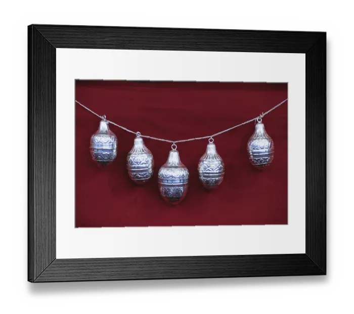 Framed Print : Toran of Silver Coconuts during ganapati festival Framed Print : Toran of Silver Coconuts during ganapati festival