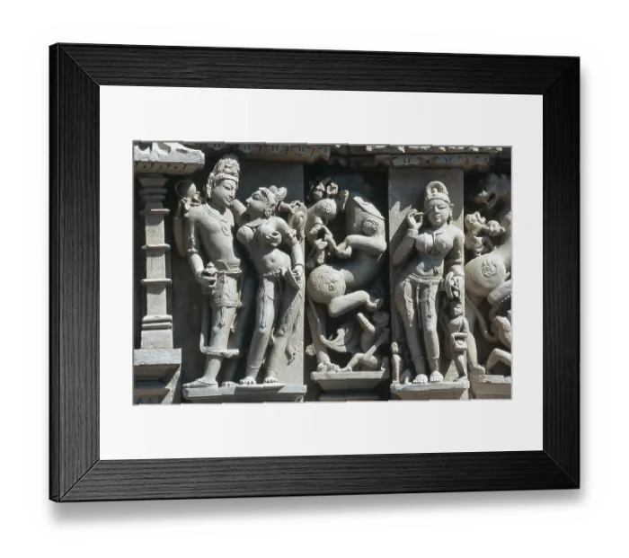 Framed Print : Stone carving on Parshvanatha Temple