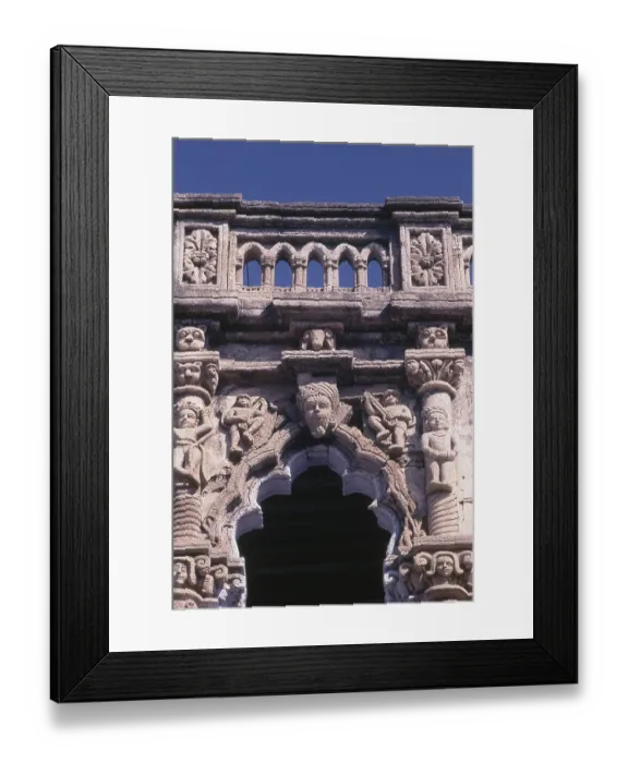 Framed Print : Carved facade of Satyabhama Temple