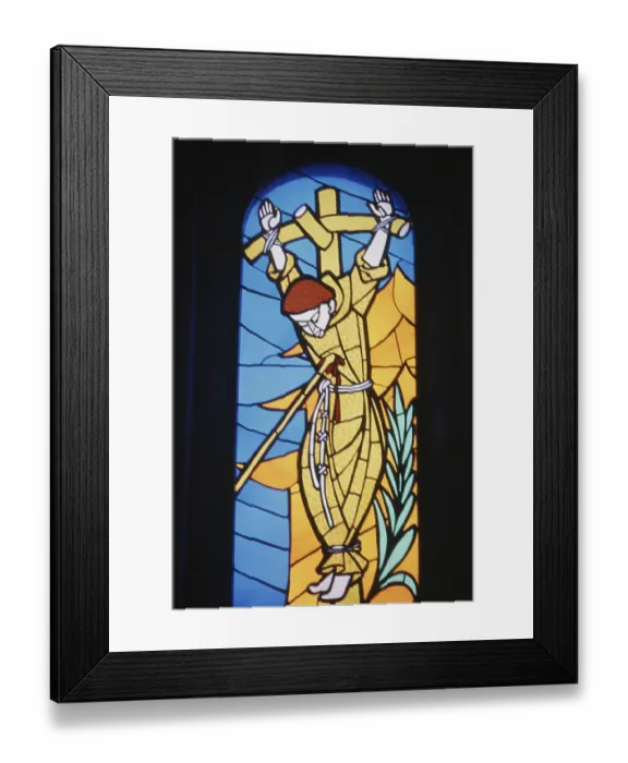 Framed Print : Close up of stained glass, Sion Church in Mumbai