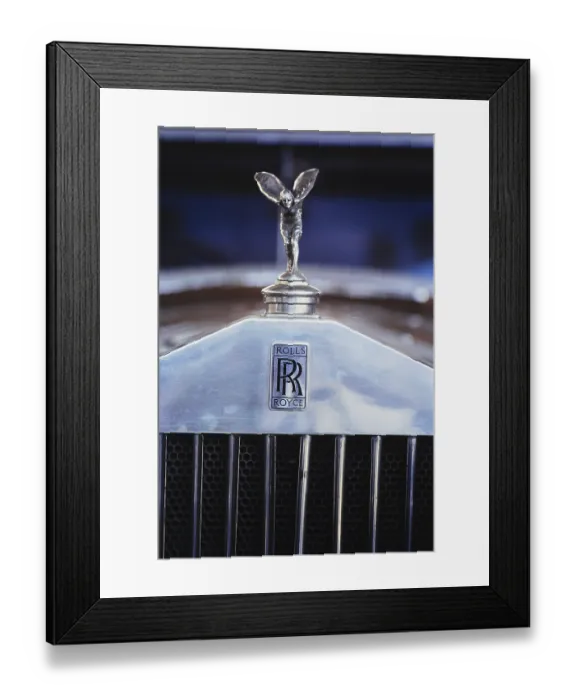 Framed Print : Close up of Rolls Royce logo on car, India, Asia