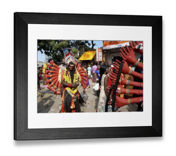 Framed Print : People dress as Hindu Goddess Kali near Mutharamman temple Framed Print : People dress as Hindu Goddess Kali near Mutharamman temple