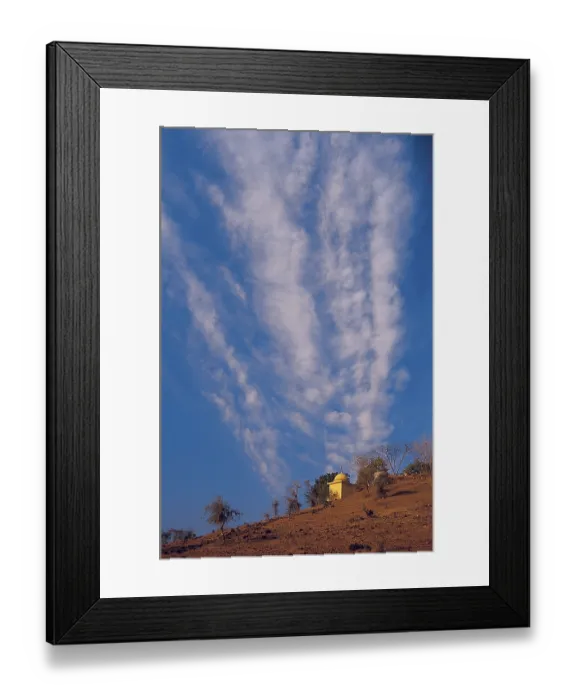 Framed Print : Altocumulus Clouds Looming over Temple near Narmada River