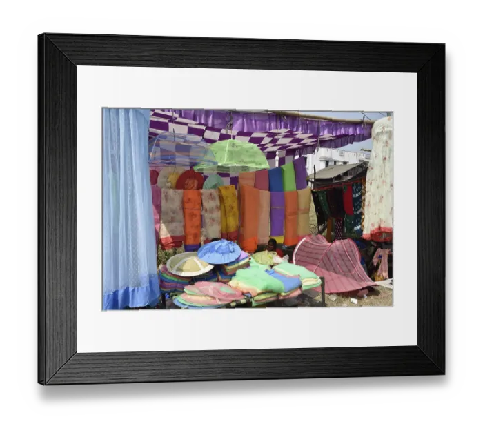 Framed Print : Mosquito umbrella vendor, Holi Festival Framed Print : Mosquito umbrella vendor, Holi Festival