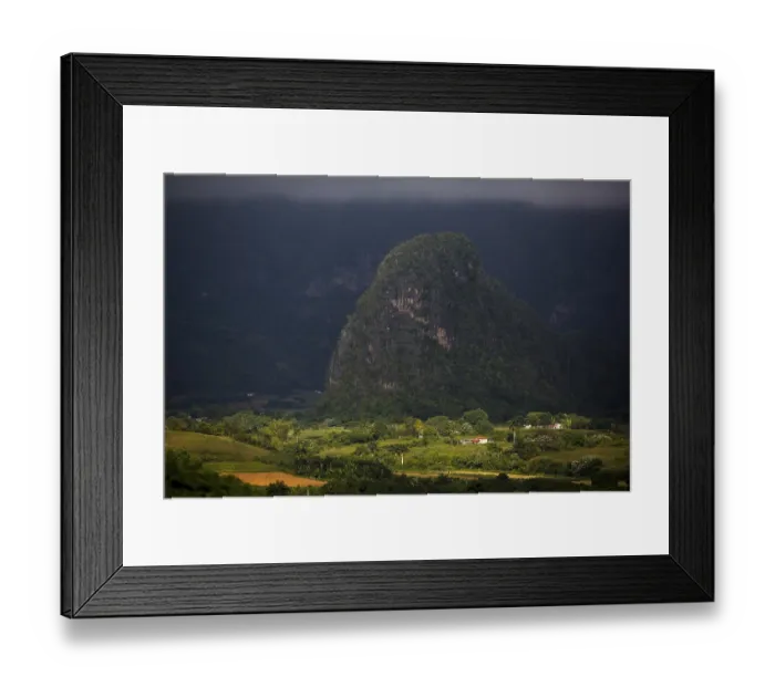 Framed Print : Tobacco fields and the mountains of the Mogotes