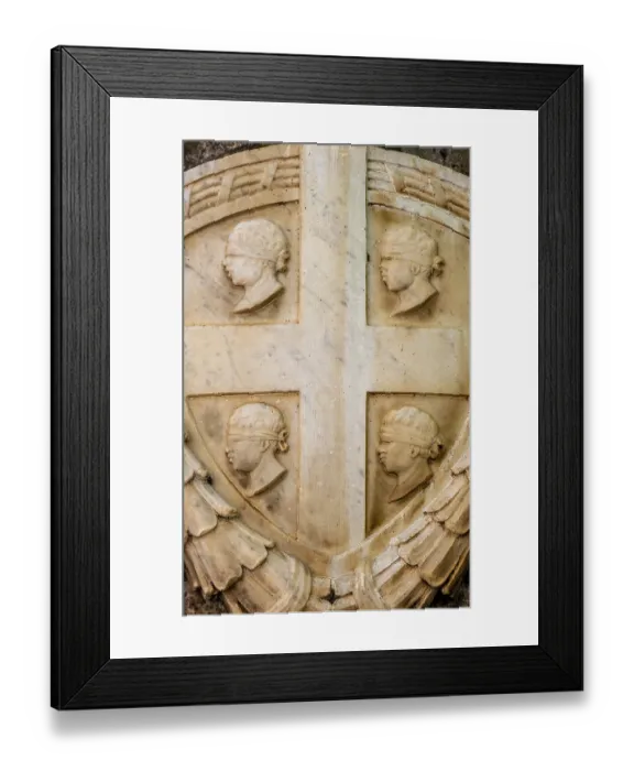 Framed Print : Sardinia, national flag in stone