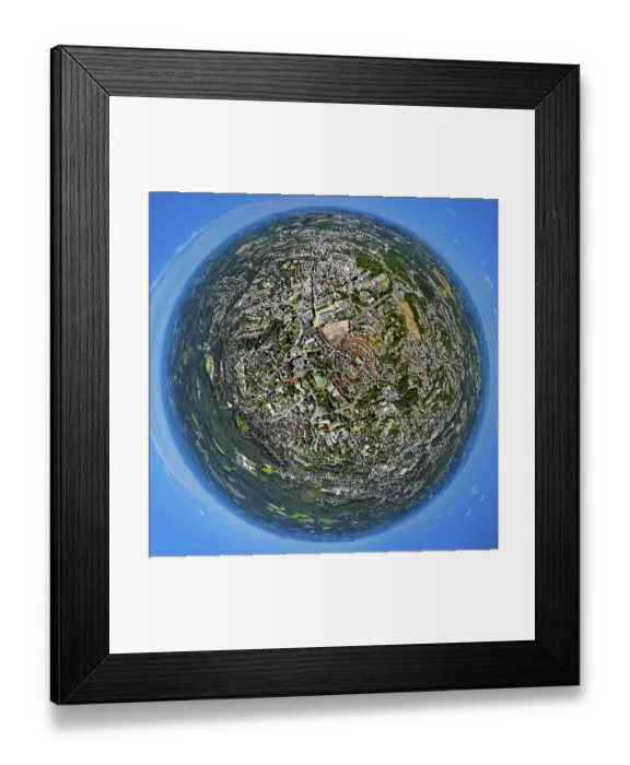 Framed Print : Aerial view, city centre view with town hall