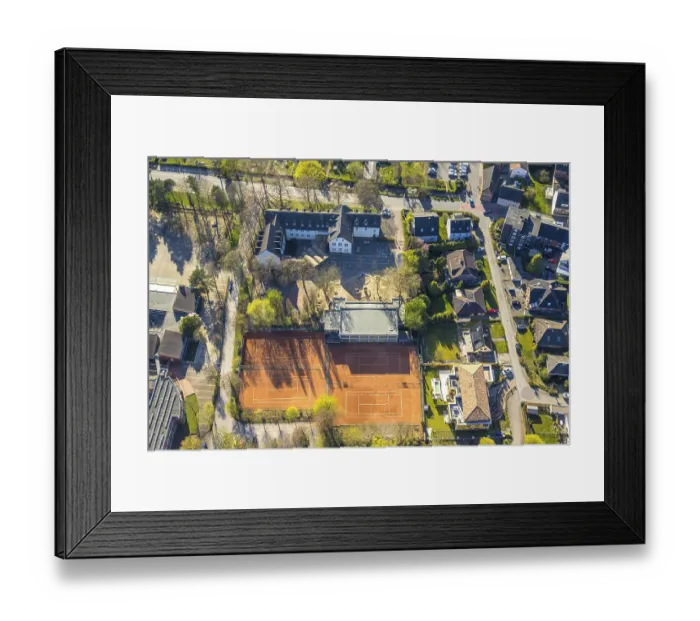 Framed Print : Aerial view, primary school Auf den Ackern