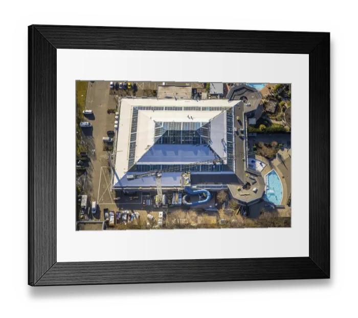 Framed Print : Aerial view, Aqua Spa and Aqua Fun Soest adventure pool