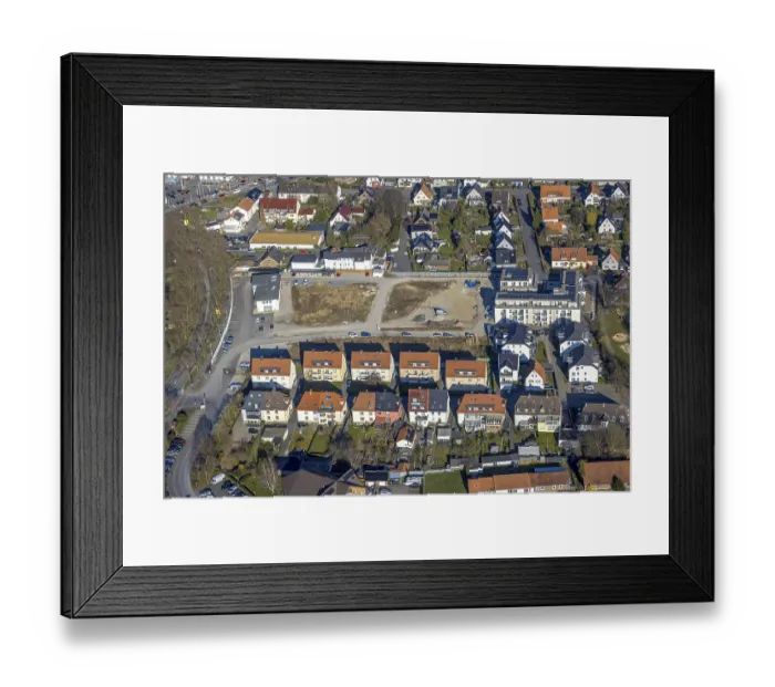Framed Print : Aerial view, residential area between Elfser Weg and Riga-Ring