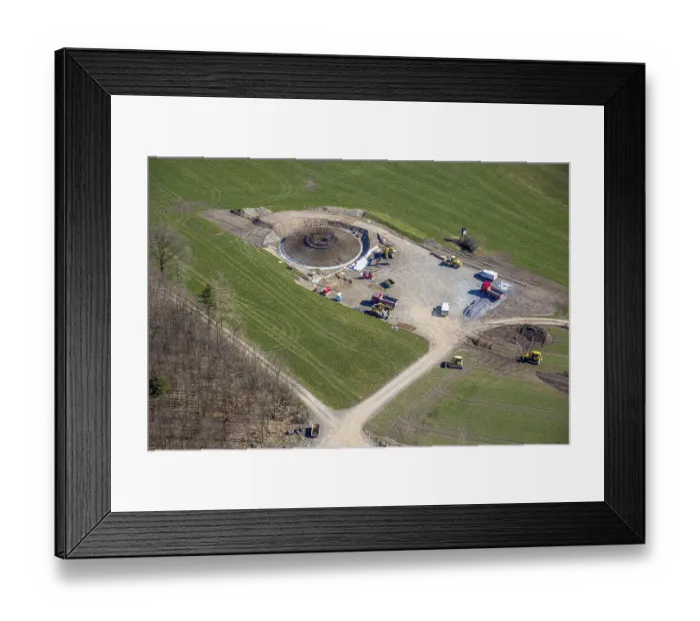 Framed Print : Aerial view, construction site for wind turbine wind power plant at Eichenberg Framed Print : Aerial view, construction site for wind turbine wind power plant at Eichenberg