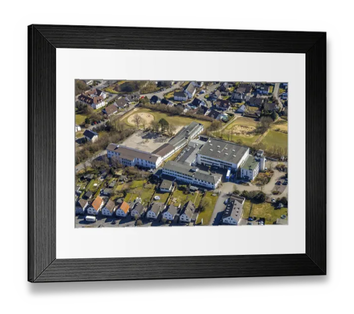 Framed Print : Aerial view, Marien-Grundschule with schoolyard