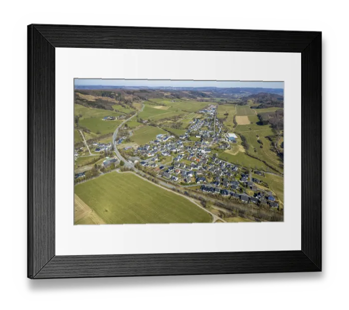 Framed Print : Aerial view, residential area, local view Hellefeld