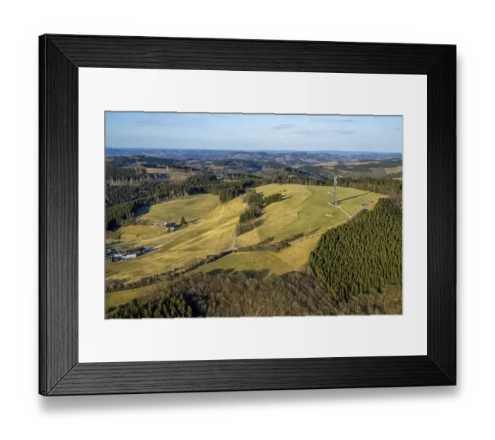 Framed Print : Aerial view, local view and blue sky with distant view
