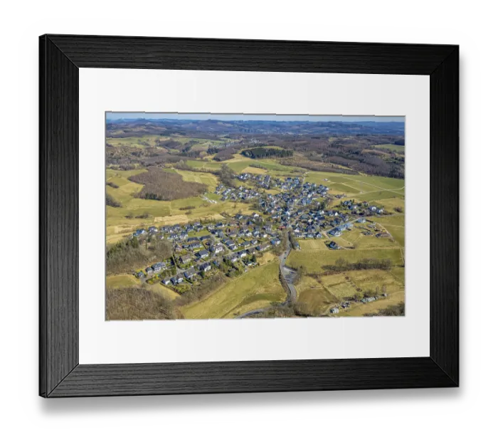 Framed Print : Aerial view, residential area, view of Thieringhausen