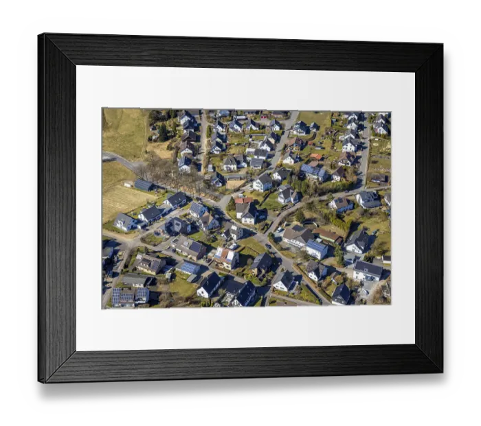 Framed Print : Aerial view, residential area, view of Thieringhausen