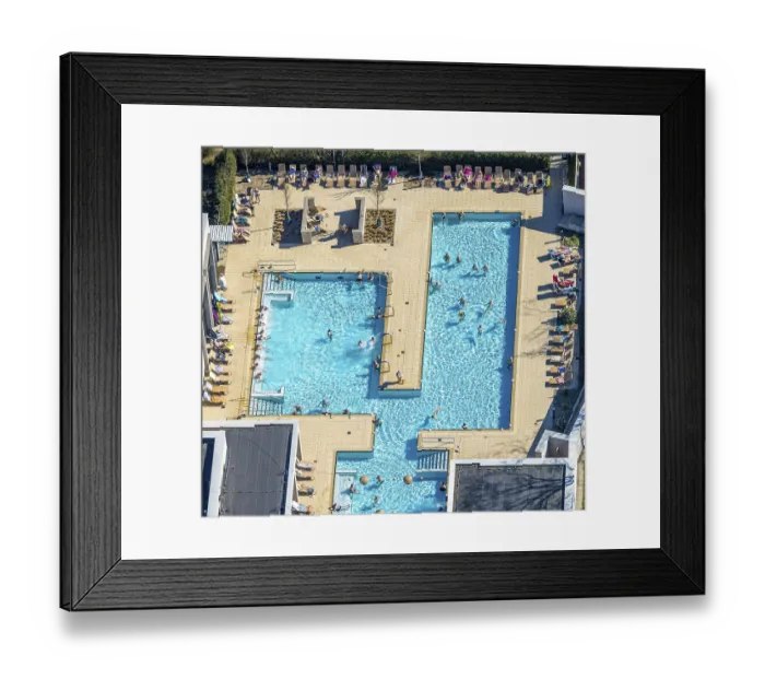 Framed Print : Aerial view, saltwater pool, outdoor swimming pool and bathers