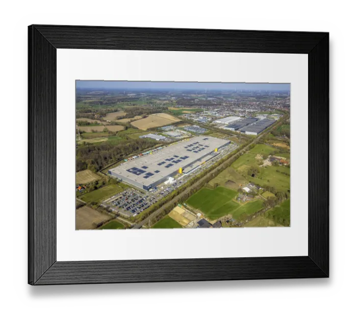 Framed Print : Aerial photo, Amazon logistics
