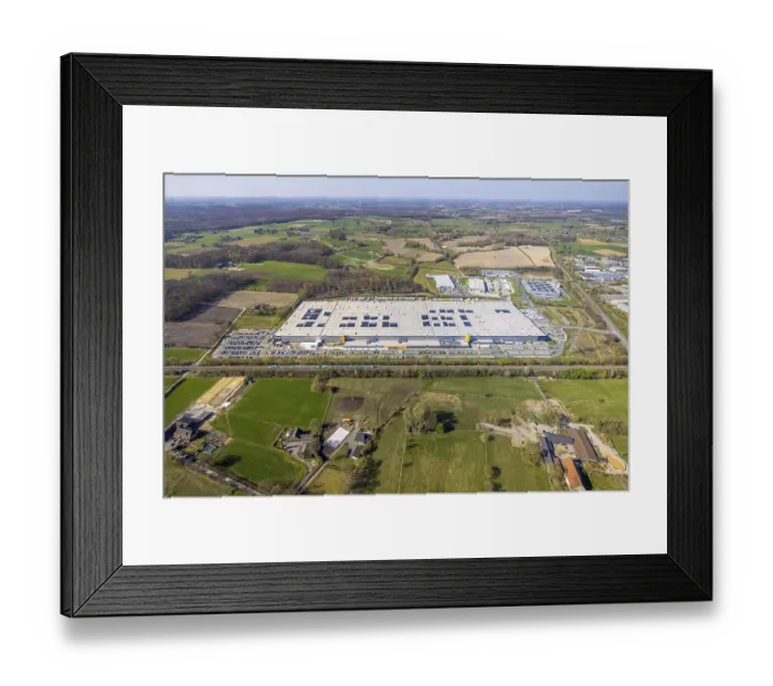 Framed Print : Aerial photo, Amazon logistics
