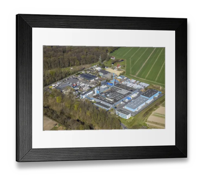 Framed Print : Aerial photo, Icopal BMI Flachdachsysteme GmbH industrial estate Framed Print : Aerial photo, Icopal BMI Flachdachsysteme GmbH industrial estate