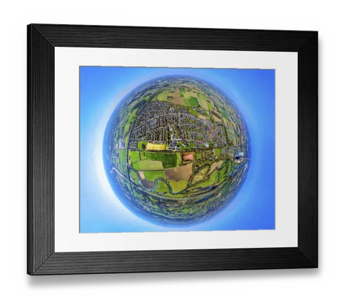 Framed Print : Aerial view, residential area local view Werne-Stockum