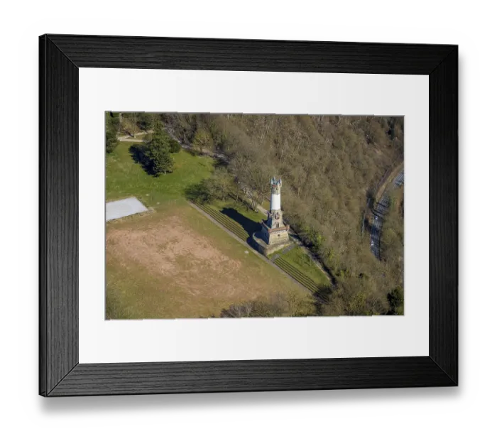 Framed Print : Aerial view, Harkort tower and sports field