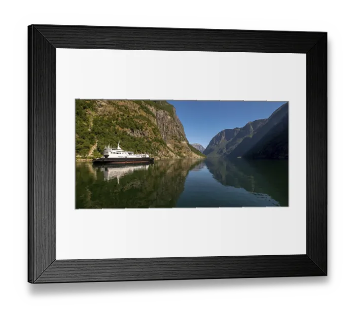 Framed Print : Excursion ship on a fjord, Flam Framed Print : Excursion ship on a fjord, Flam