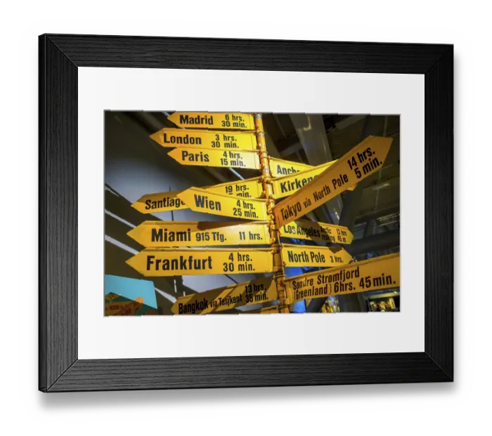 Framed Print : Norsk Luftfahrtmuseum, signpost Miami Framed Print : Norsk Luftfahrtmuseum, signpost Miami