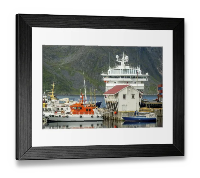 Framed Print : Ship MS Polarlys in the harbour of Honningsvag