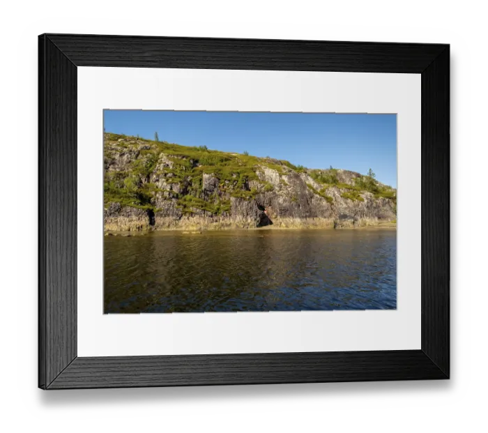 Framed Print : Rocky coast, cave entrance, bowoynes