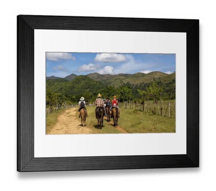 Framed Print : Tourists on horseback in the Valle de los Ingenios
