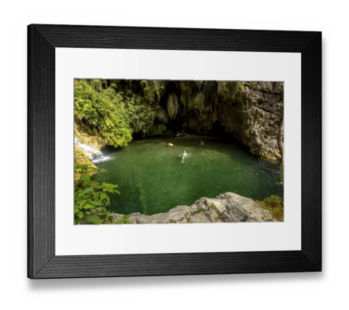 Framed Print : Mountain lake with green water