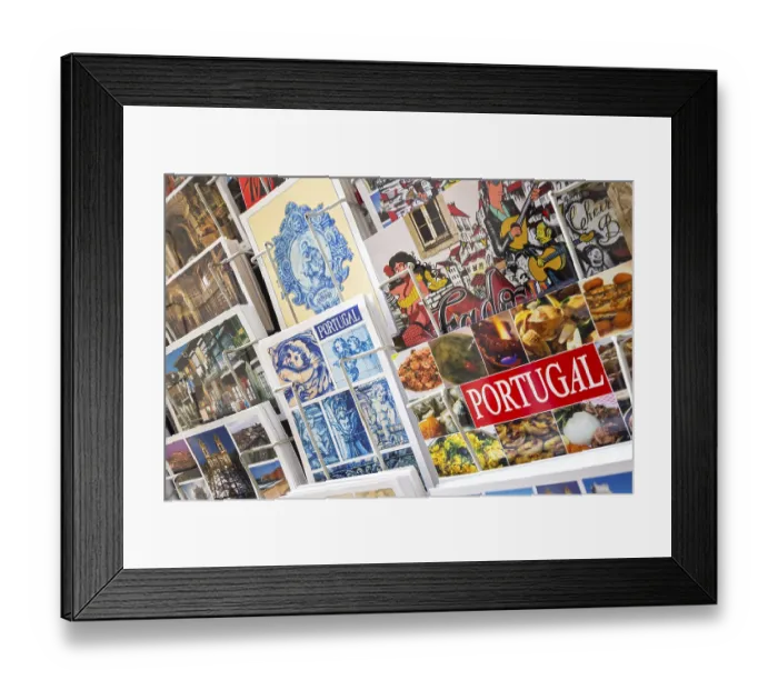 Framed Print : Postcards of Coimbra at a postcard stand Framed Print : Postcards of Coimbra at a postcard stand